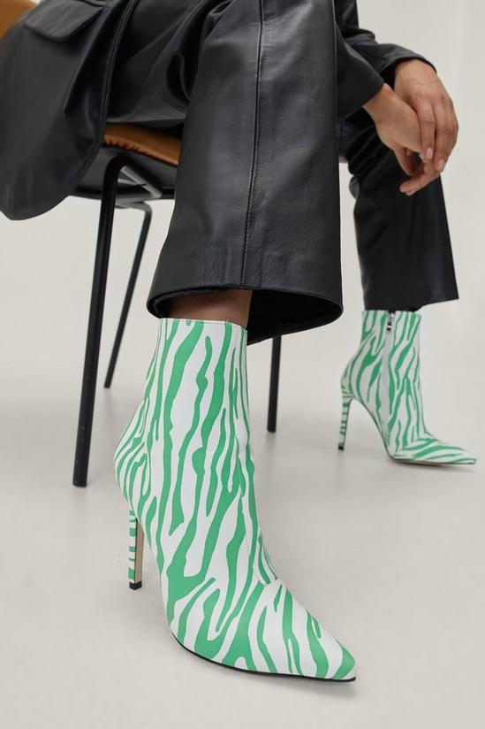NastyGal Zebra Print Stiletto Ankle Boots 2