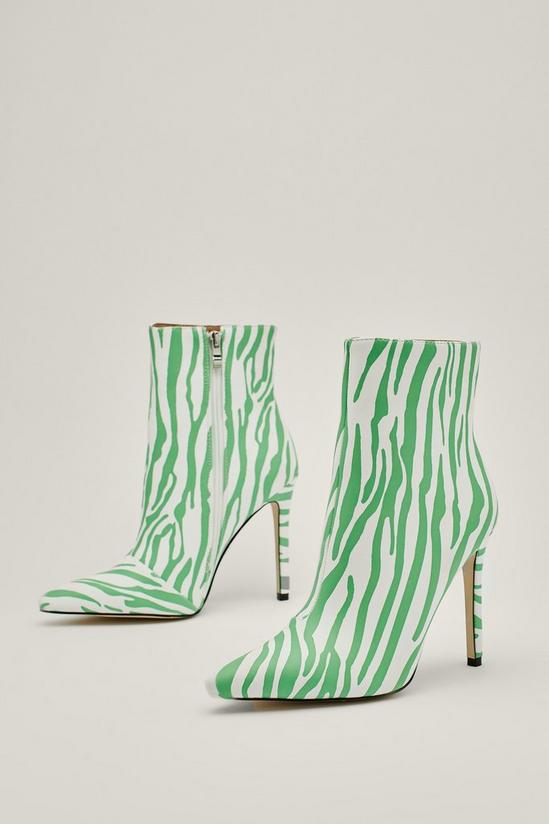 NastyGal Zebra Print Stiletto Ankle Boots 3