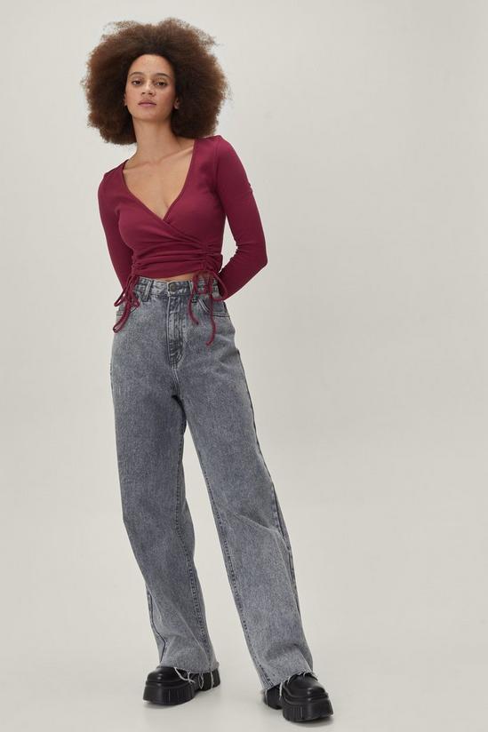 NastyGal Front Ruched Long Sleeve Crop Top 2