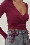 NastyGal Front Ruched Long Sleeve Crop Top thumbnail 3