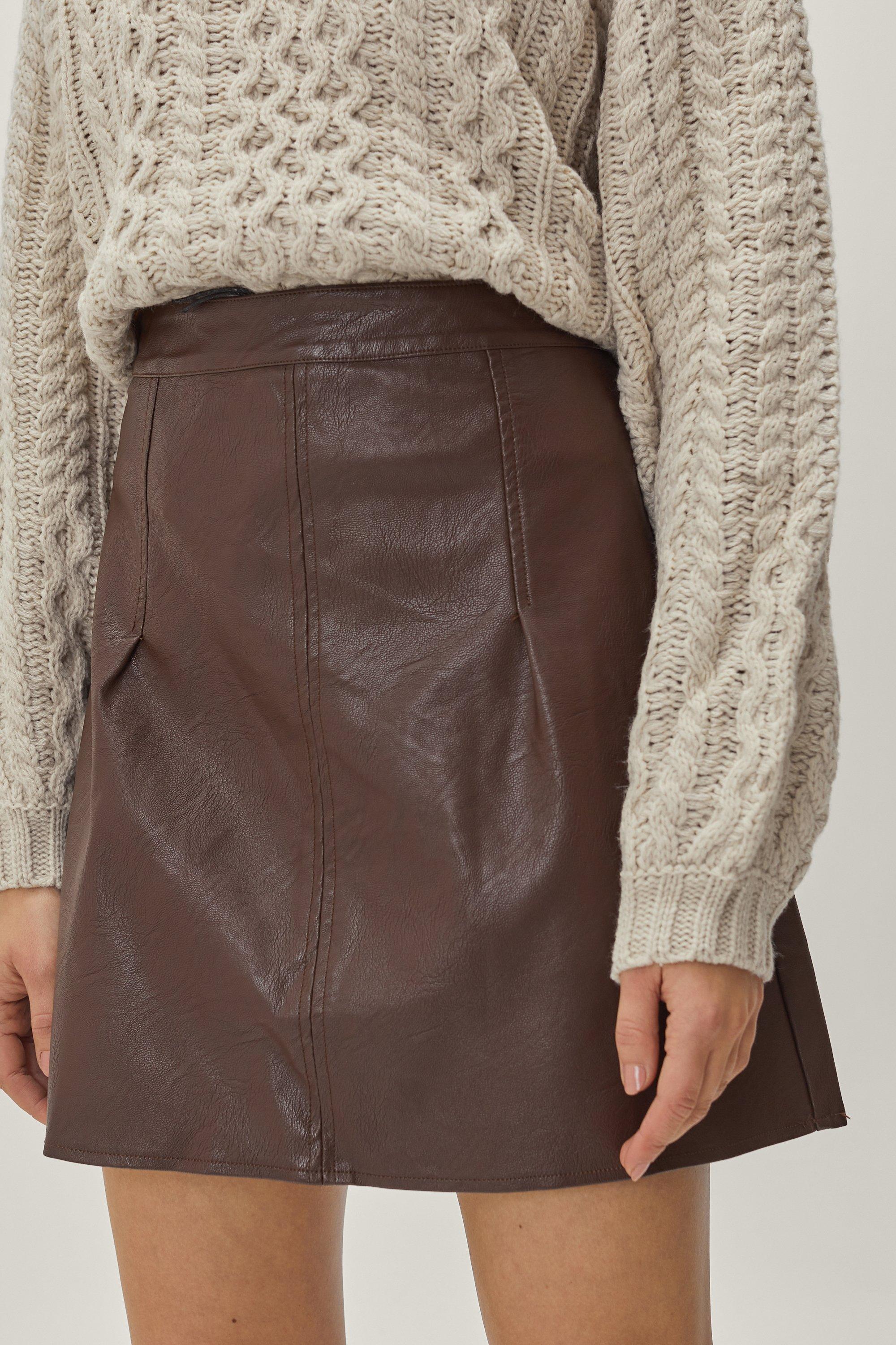 Faux leather a line mini skirt sale