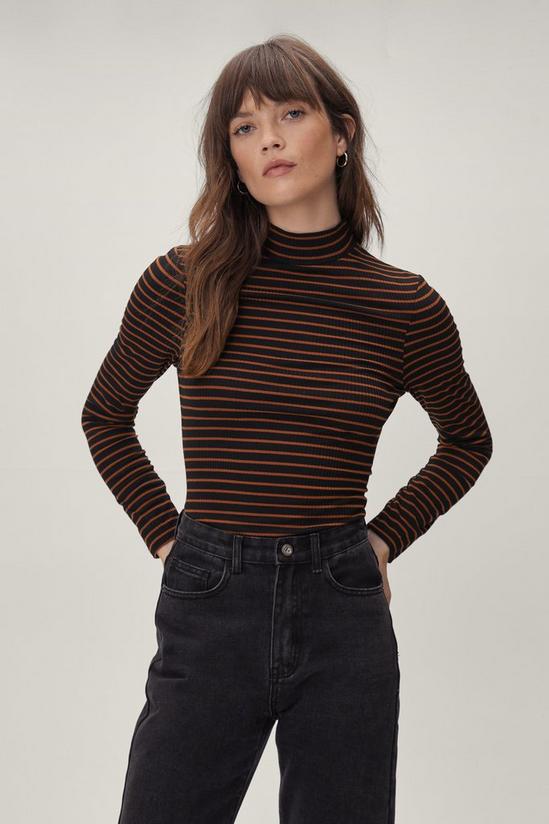 NastyGal Roll Neck Striped Top 1