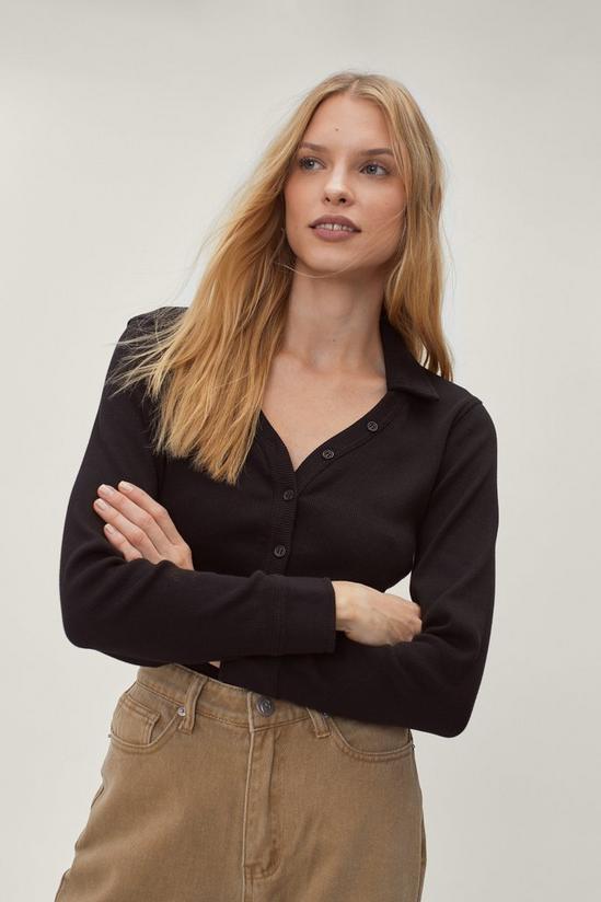NastyGal Ribbed Button Down Collared Fitted Shirt 1