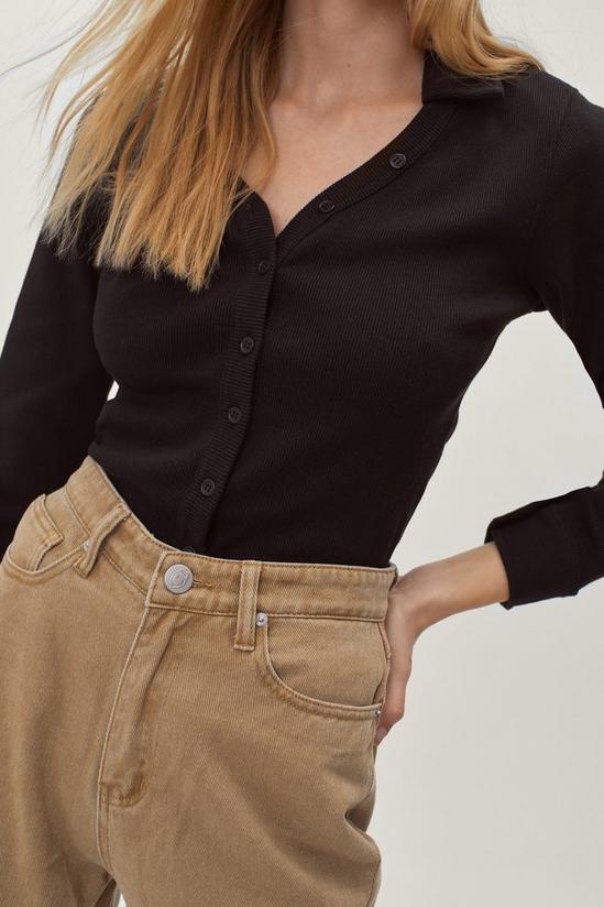 NastyGal Ribbed Button Down Collared Fitted Shirt 3