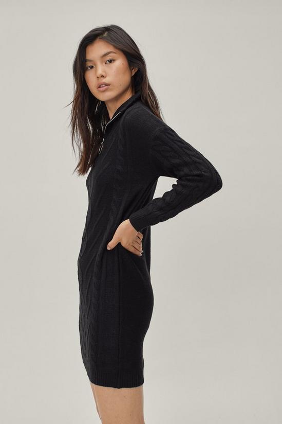NastyGal O Ring Zip Up Cable Knit Mini Dress 1