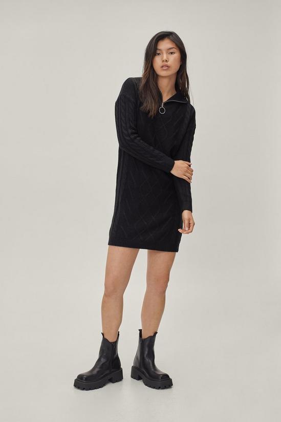 NastyGal O Ring Zip Up Cable Knit Mini Dress 2