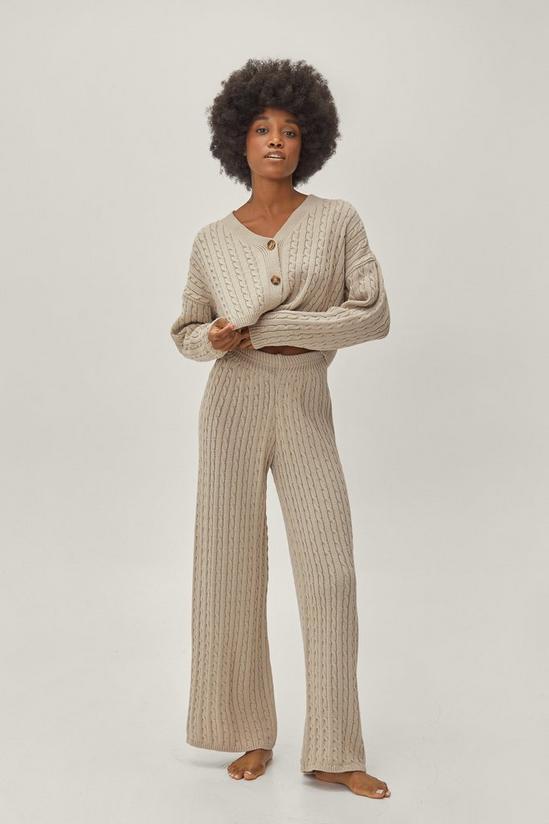 NastyGal Petite Cable Cardigan And Trouser Lounge Set 2