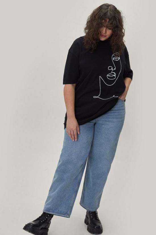NastyGal Plus Size Crew Neck Graphic Face T-Shirt 2