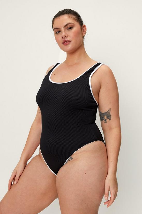 NastyGal Plus Size Rib Contrast Binding Swimsuit 2
