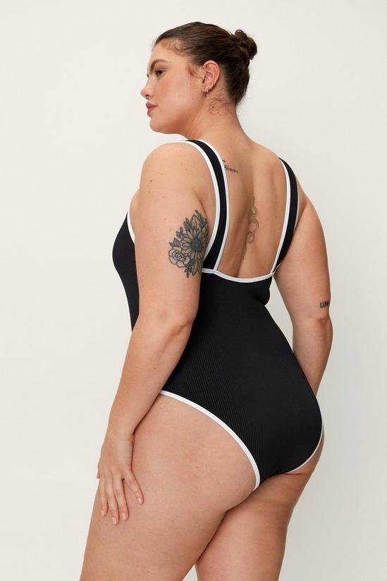 NastyGal Plus Size Rib Contrast Binding Swimsuit 4