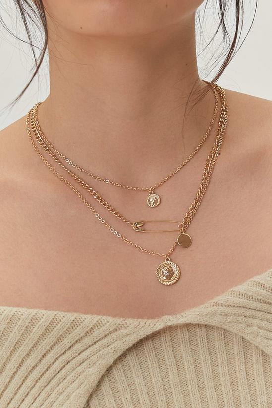 NastyGal Gold Plated Layered Coin Chain Necklace 1