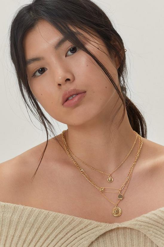 NastyGal Gold Plated Layered Coin Chain Necklace 2
