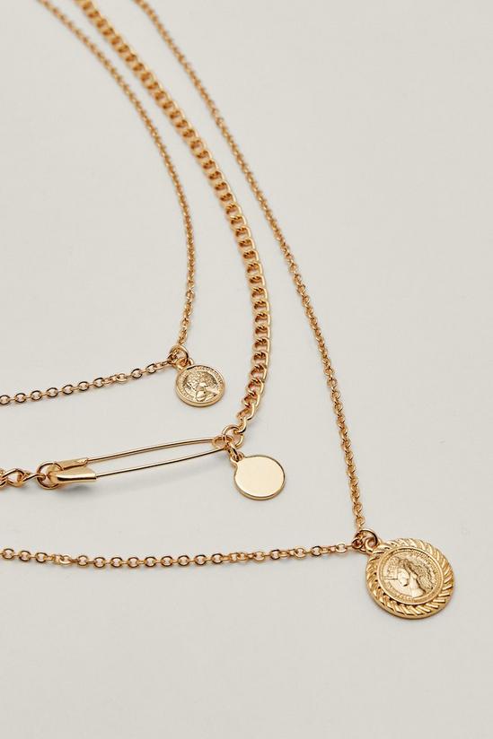 NastyGal Gold Plated Layered Coin Chain Necklace 3