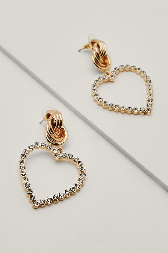 NastyGal Metal Diamante Heart Earrings 3