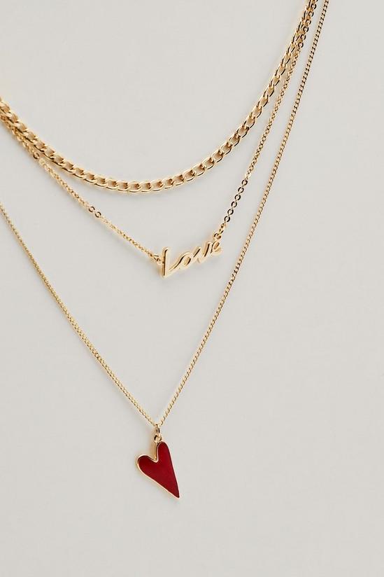 NastyGal Metal Layered Love Heart Pendant Necklace 3