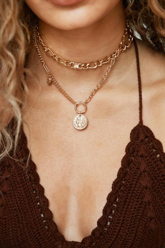 NastyGal Metal Coin Double Layered Necklace 1