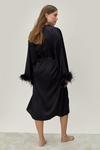 NastyGal Feather Trim Satin Longline Dressing Gown thumbnail 4
