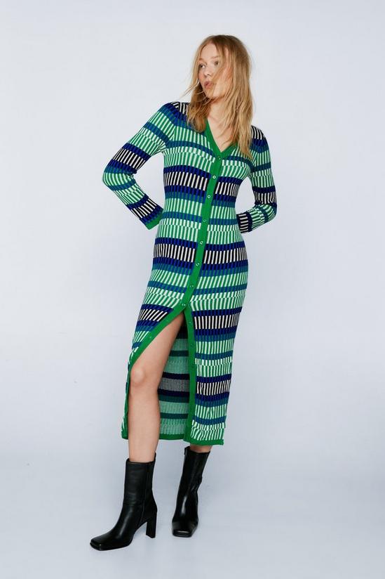 NastyGal Contrast Stripe Button Knitted Maxi Dress 1