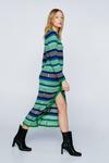 NastyGal Contrast Stripe Button Knitted Maxi Dress thumbnail 2