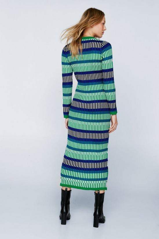 NastyGal Contrast Stripe Button Knitted Maxi Dress 4