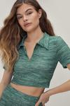 NastyGal Ribbed Collared Fitted Crop Top thumbnail 1