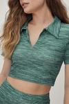 NastyGal Ribbed Collared Fitted Crop Top thumbnail 3