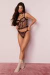 NastyGal Floral Embroidered Ruffle Corset and Thong Lingerie Set thumbnail 2