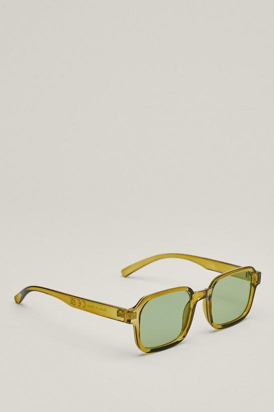 NastyGal Retro Green Lens Thin Square Sunglasses 3