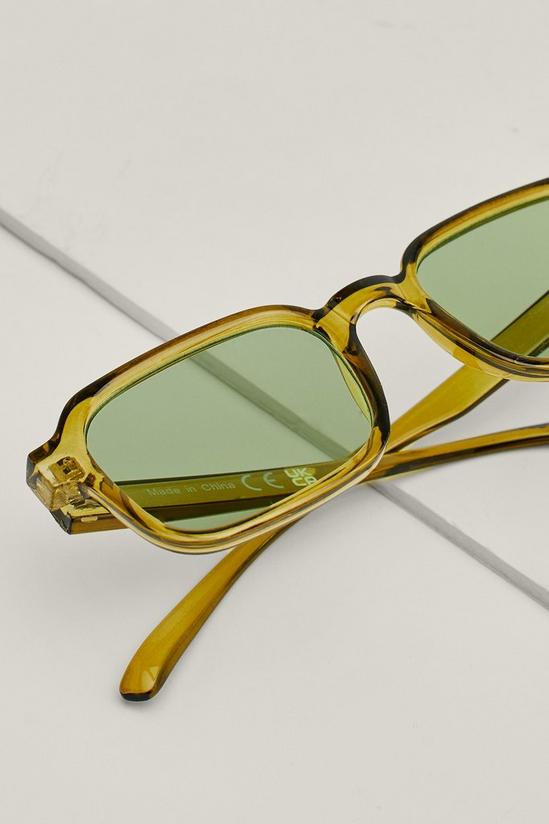 NastyGal Retro Green Lens Thin Square Sunglasses 4