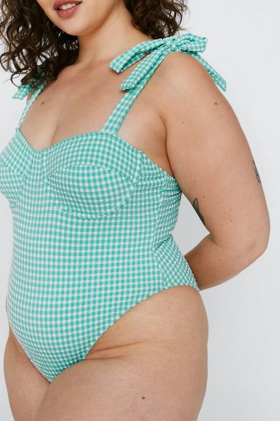 NastyGal Plus Size Textured Gingham Print Swimsuit 2