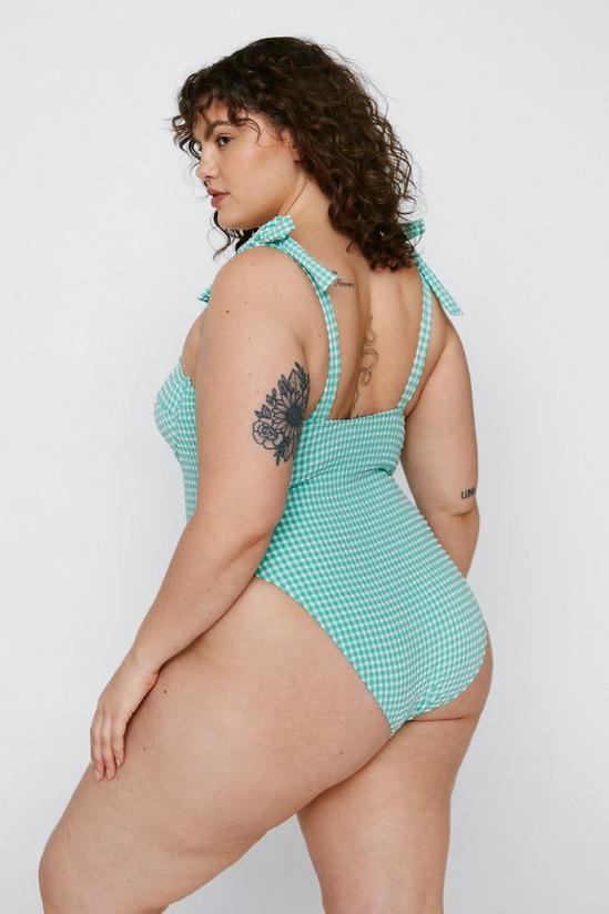 NastyGal Plus Size Textured Gingham Print Swimsuit 3