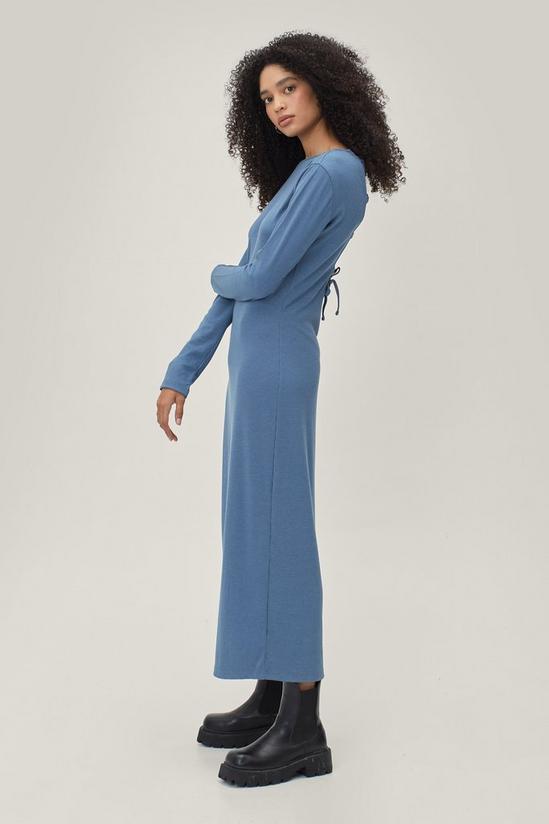 NastyGal Ribbed Long Sleeve Midi Dress 3