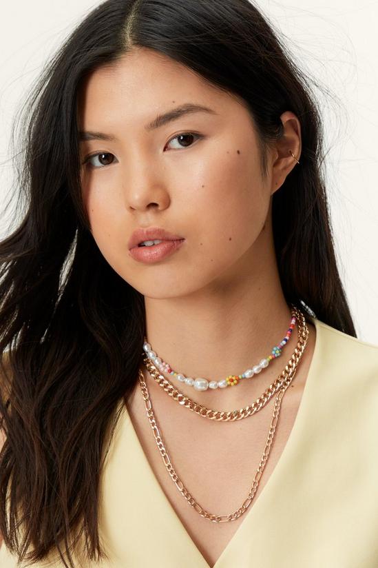 NastyGal Chain and Beaded Triple Layer Necklace Set 2