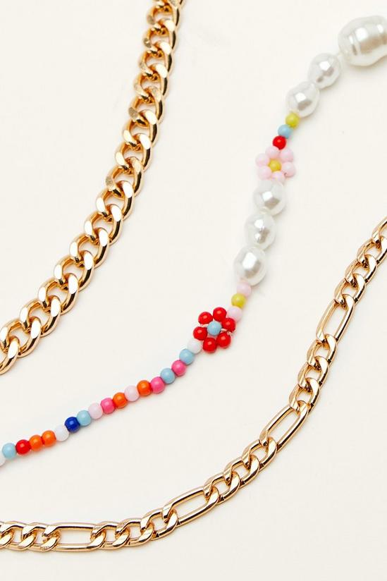 NastyGal Chain and Beaded Triple Layer Necklace Set 4