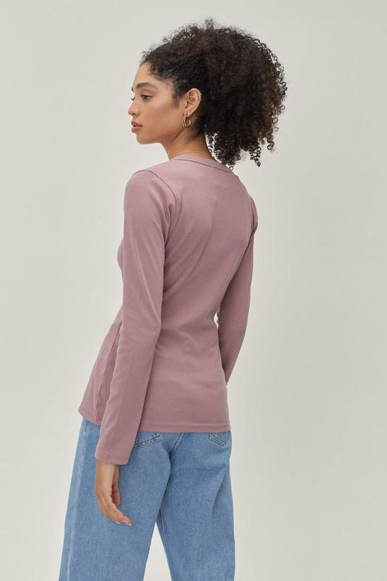 NastyGal Ribbed Button Down Long Sleeve Top 4