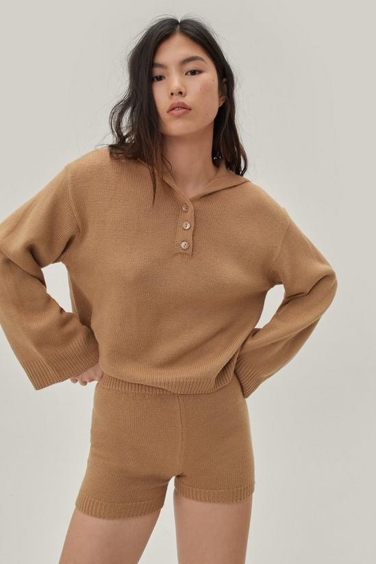 NastyGal Knitted Wide Sleeve Jumper and Shorts Loungewear Set 1