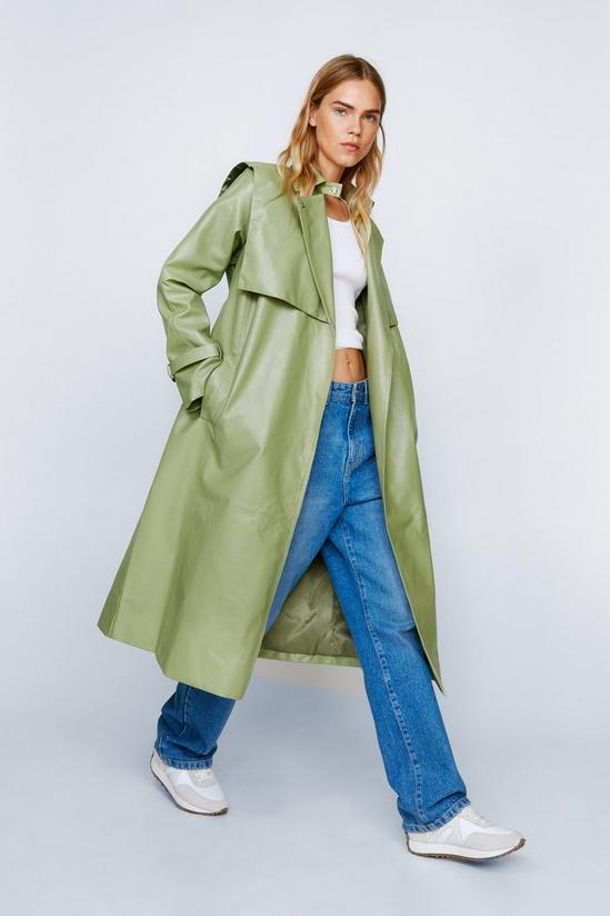 NastyGal Belted Faux Leather Trench Coat 5