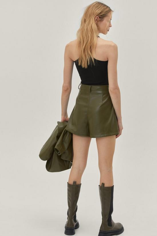 NastyGal High Waisted Tailored Faux Leather Shorts 4