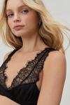 NastyGal Satin Lace Trim Ruched Bralette and Knickers Lingerie Set thumbnail 3