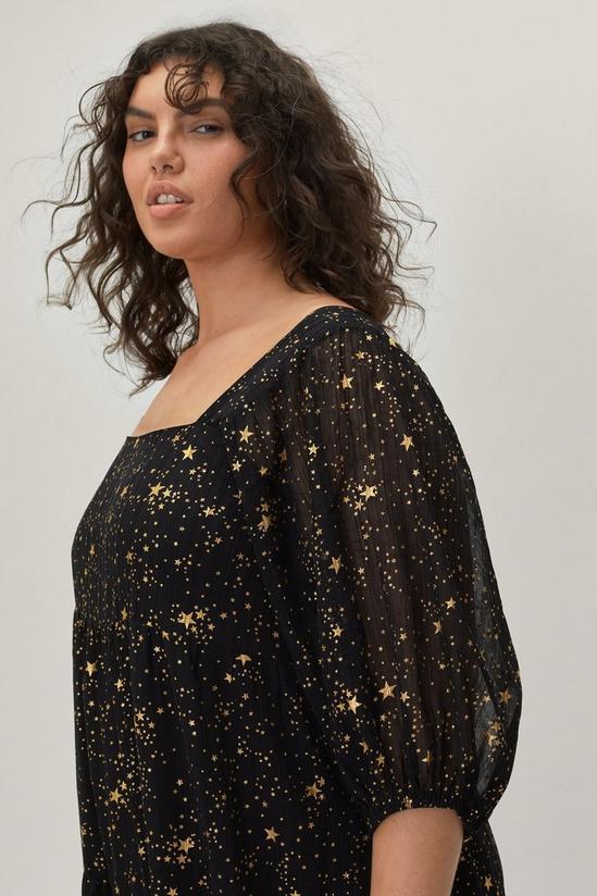 NastyGal Plus Size Star Print Puff Sleeve Maxi Dress 2