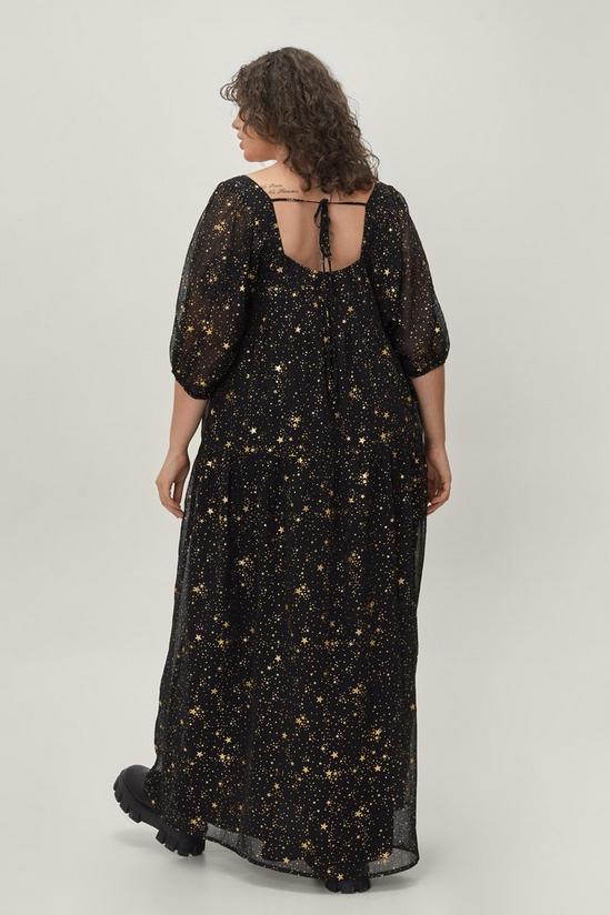 NastyGal Plus Size Star Print Puff Sleeve Maxi Dress 4