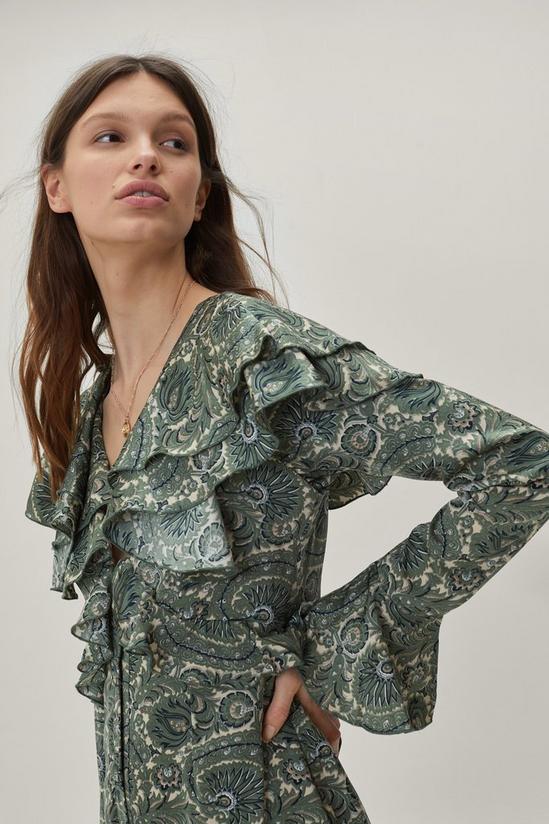 NastyGal Paisley Frill Detail Plunge Midaxi Dress 3
