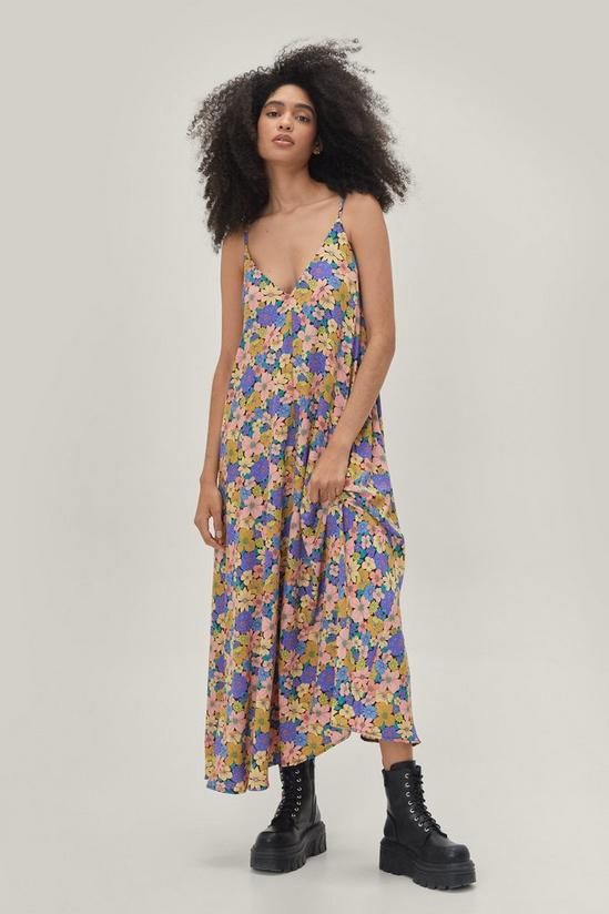 NastyGal Floral Strappy Trapeze Maxi Dress 1