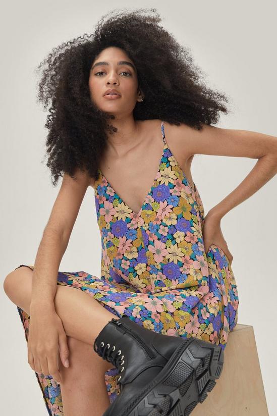NastyGal Floral Strappy Trapeze Maxi Dress 4