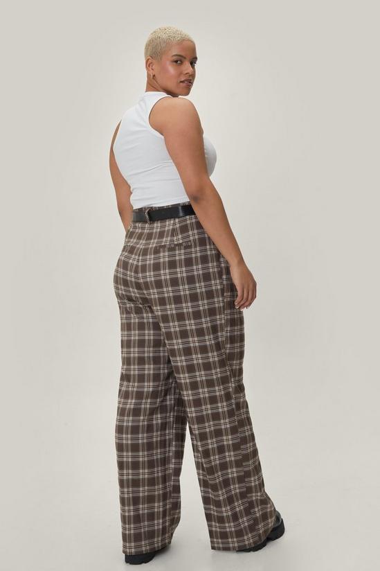 NastyGal Plus Size Brown Check Wide Leg Trousers 4