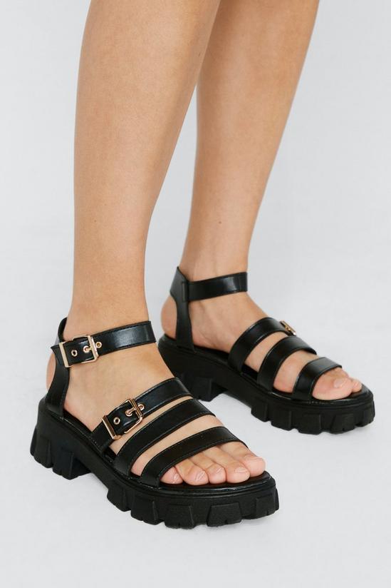 NastyGal Faux Leather Quadruple Strap Chunky Sandals 2