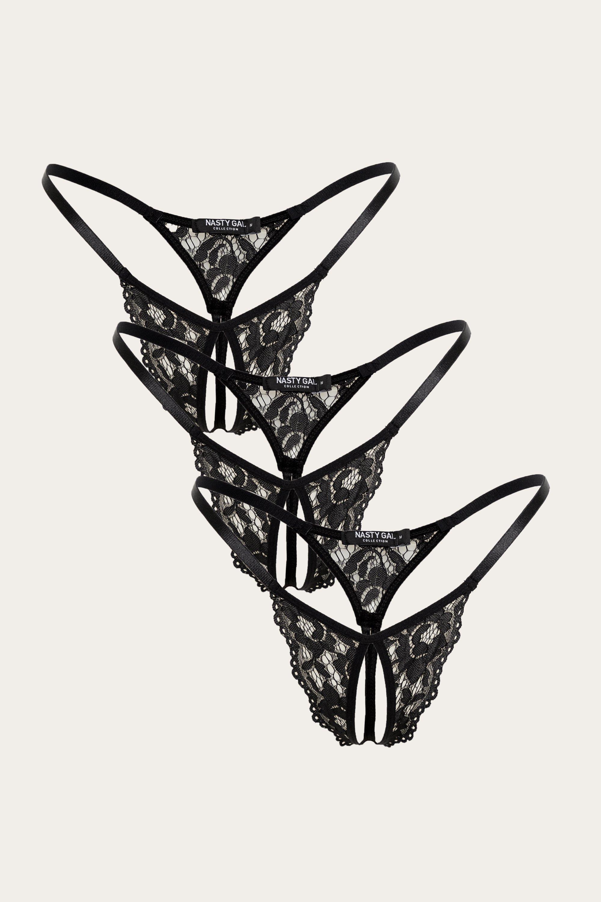 Lace Crotchless Thongs 3 Pack