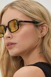 NastyGal Yellow Lense Square Slim Frame Sunglasses thumbnail 1