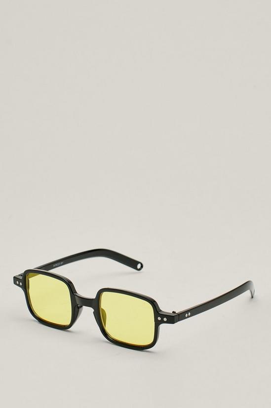 NastyGal Yellow Lense Square Slim Frame Sunglasses 3