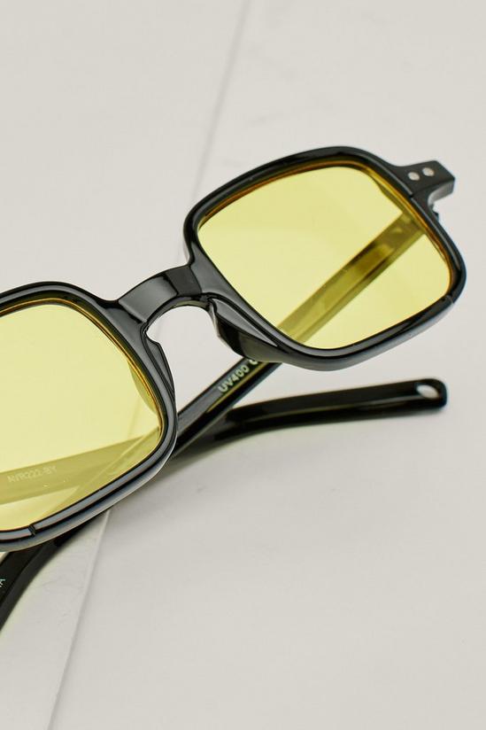 NastyGal Yellow Lense Square Slim Frame Sunglasses 4